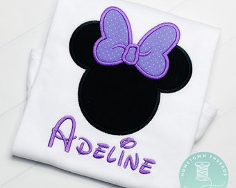 Girls Personalized Minnie Applique Ruffle Shirt
