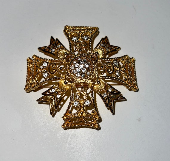 HTF Vintage Kenneth Jay Lane KJL Crystal Gold Fil… - image 1