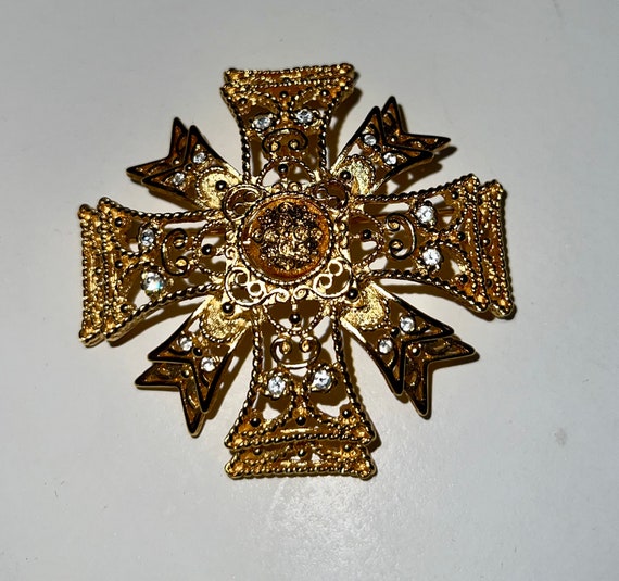 HTF Vintage Kenneth Jay Lane KJL Crystal Gold Fil… - image 2