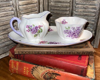 Lilac Time by Shelley England 3pc Cream, Sugar and Platter