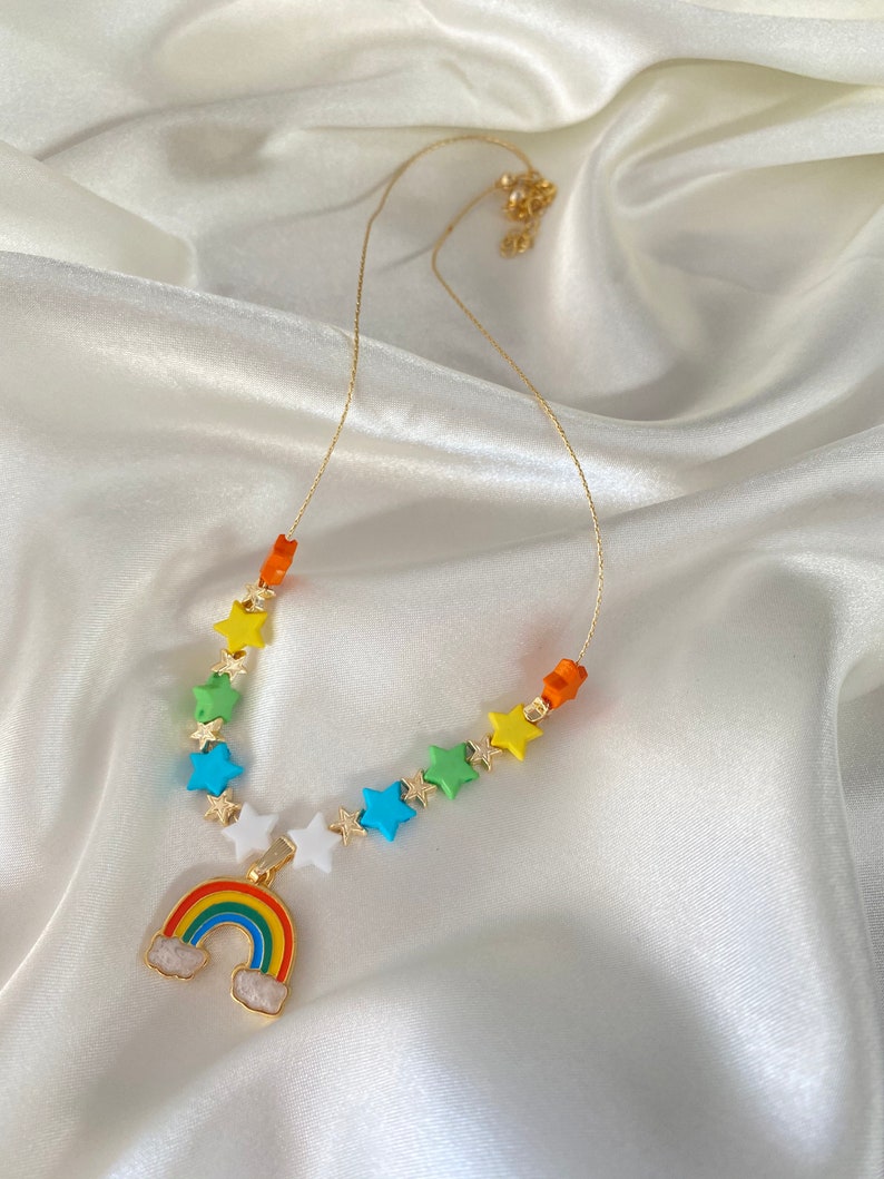 Colorful Necklace Rainbow necklace Starry rainbow necklace