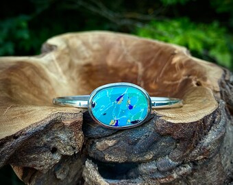 Size Medium Upcycled Polymer Clay Sterling Silver Cuff Bracelet Collaboration