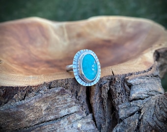 Size 6 Genuine Handmade Sterling Silver Whitewater Turquoise Ring