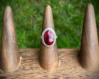 Size 7 Genuine Handmade Sterling Silver Bloody Bison Jasper Ring