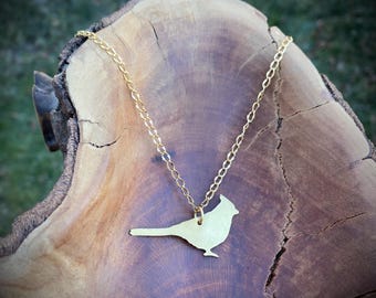 Genuine Handsawn Brass Cardinal Necklace