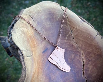 Genuine Handsawn Copper Hiking Boot Necklace