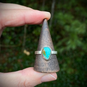Size 9.5 Genuine Handmade Sterling Silver Pilot Mountain Turquoise Ring