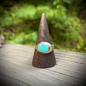 Size 8.75 Genuine Handmade Sterling Silver Pilot Mountain Turquoise Ring