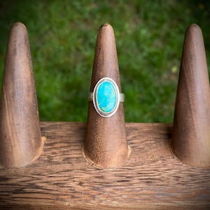 Size 8 Genuine Handmade Sterling Silver Pilot Mountain Turquoise Ring