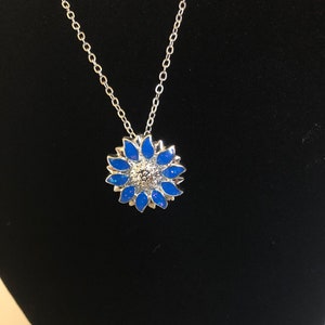 Blue opal flower charm necklace.