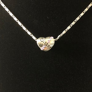 Sister necklace, sterling silver, pink gems