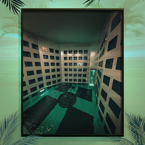 Dream Hotel #202 // Vaporwave, Synthwave, Retrowave, Liminal Space, Backrooms, Poolrooms // CG Wall Art // Official Art Print //