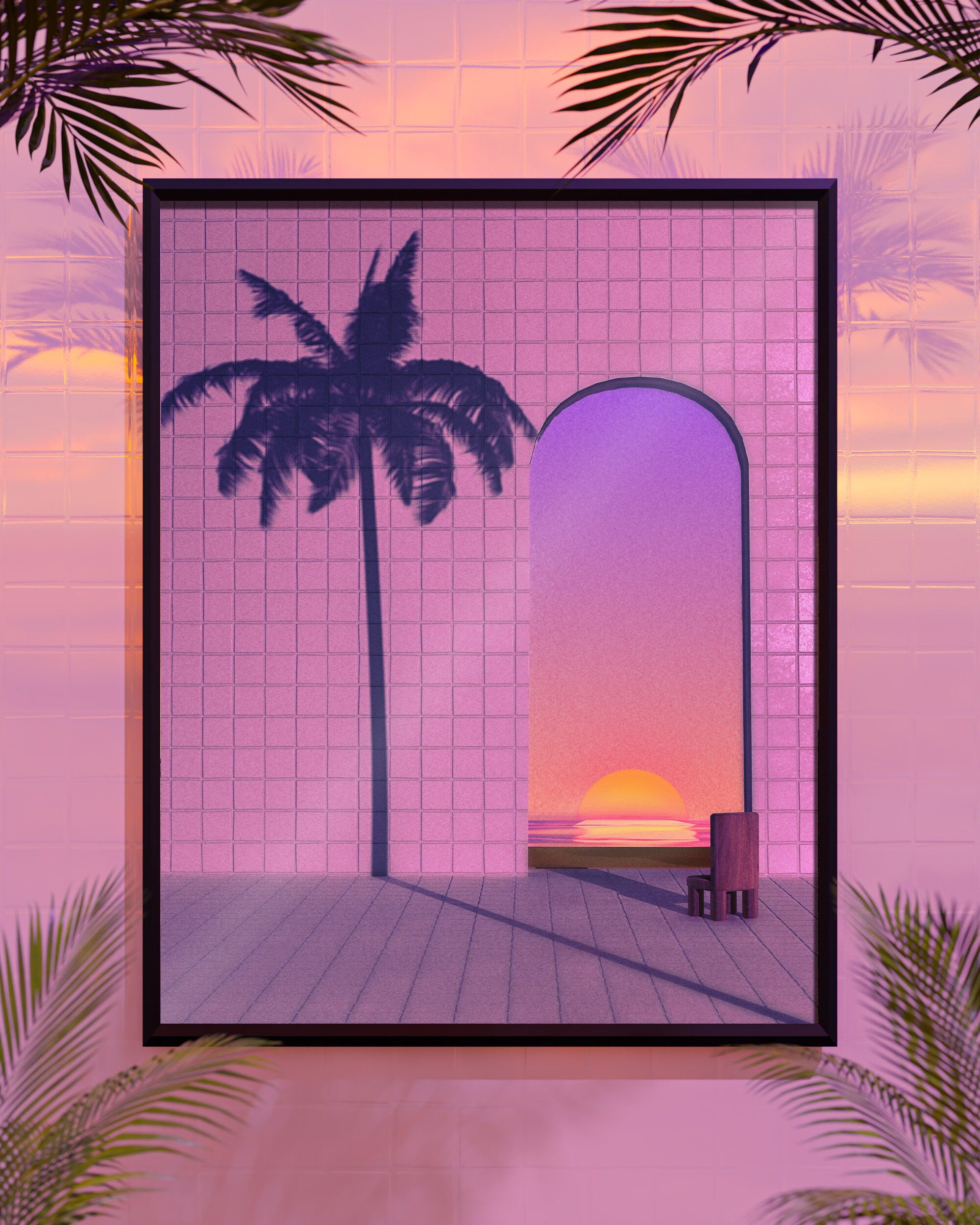 Prints Art & Collectibles Synthwave Retrowave Liminal Space // CG Wall