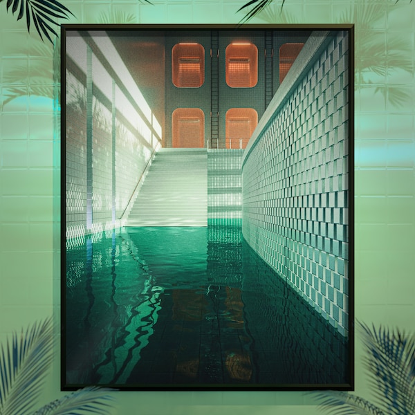 Dream Passage #209 // Vaporwave, Synthwave, Retrowave, Liminal Space, Backrooms, Poolrooms // CG Wandkunst // Offizieller Kunstdruck //