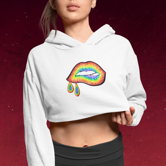 Crop top hoodie rainbow 2025