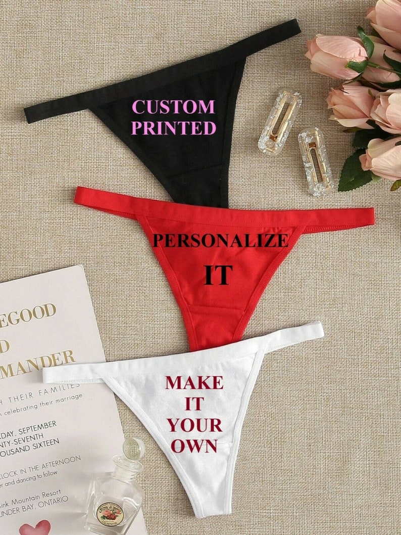 New 3 Piece set Women's Custom Printed Personalized Make It Your Own Thong  Panties 