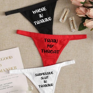 New Women&#39;s 3 Piece Set Assorted Colors Naughty Graphic Thong Panties 4 Sizes
