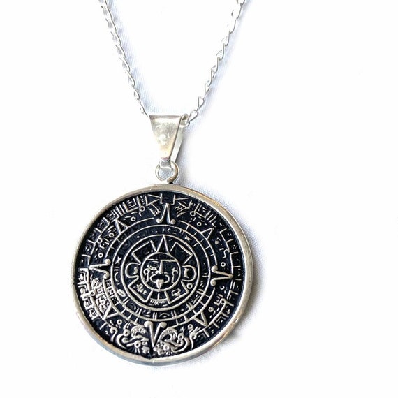 Aztec calendar necklace sale