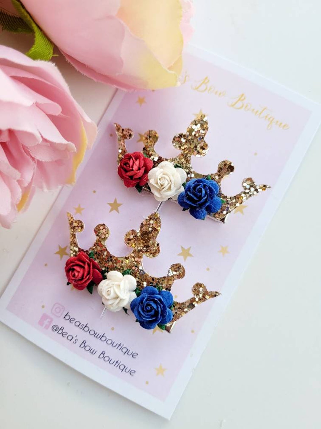Coronation Crown Hair Clips Crown Hair Clips Rose Hair Etsy UK