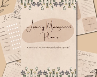 Anxiety Management Planner, Printable Mindfulness Workbook, Self-Love Journal, Mental Health Worksheet, Self-Care Mood Tracker, 2024 Journal