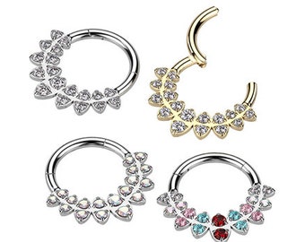 Piercing Anneau clicker marquise et strass