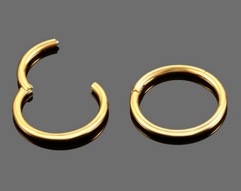 Gold anodized surgical steel clicker ring piercing