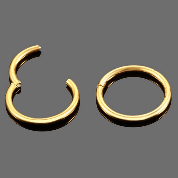 Gold anodized surgical steel clicker ring piercing