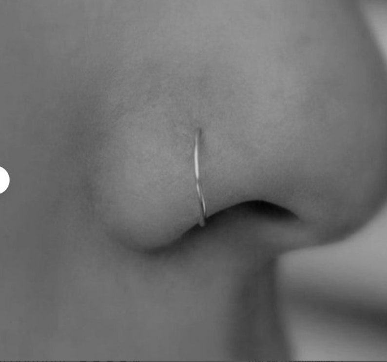 Discreet nose ring piercing, fine nostril ring piercing image 1