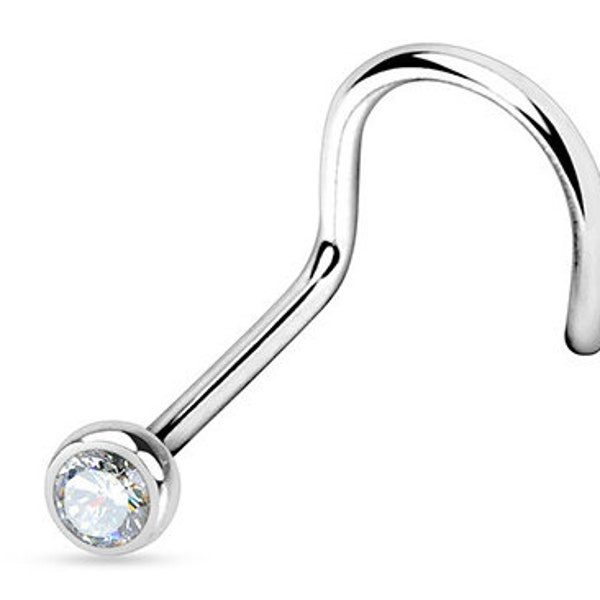 Piercing nez blanc tige courbée en acier chirurgical