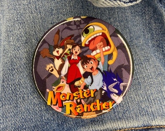 Handmade Fox Kids Monster Rancher 2.25" Pinback Button 90s 2000s Nostalgia Anime Cartoon Video Games