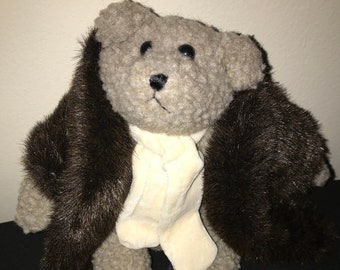 Vintage 1994 Boyds Bears Archive Collection 10" "Skidoo" Teddy Bear W/ Fur Coat Plush Toy #1364 Collectible