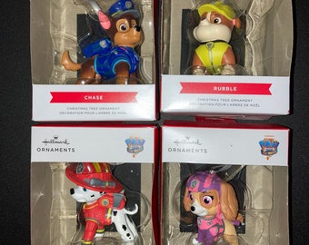 2022 Hallmark Ornaments Nickelodeon Nick Jr. PAW Patrol Christmas Tree Ornament Lot Of 4 NIB Chase Rubble Marshall Skye