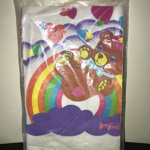 Vintage 90s C.A. Reed Lisa Frank Teddy Bear 52&quot; x 96&quot; Disposable Paper Tablecloth Cover New Sealed Birthday Party Kids Girls