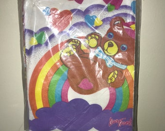 Vintage 90s C.A. Reed Lisa Frank Teddy Bear 52" x 96" Disposable Paper Tablecloth Cover New Sealed Birthday Party Kids Girls