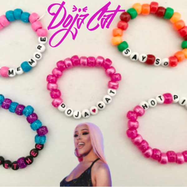 Doja Cat Inspired Pony Bead Bracelets Rapper Hip Hop Musician Kandi Kandicore Handmade