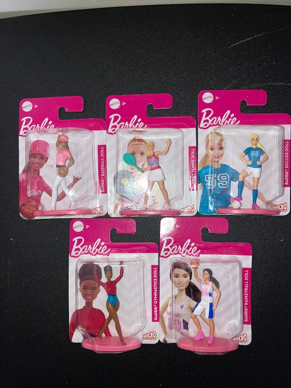 Mattel Micro Collection Barbie Sports Figures Set of 5 New Miniatures Party  Favors Girls Collectible Toys 