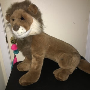 Vintage Kellytoy Large 21&quot; Male Lion Plush Toy Realistic Stuffed Animal Rare HTF Collectible Childrens Kids