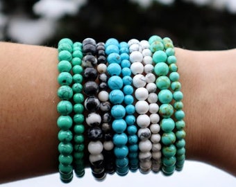 Beaded Bracelets (2 sizes) | Beaded Jewelry | Gift for Her | Gemstone Bracelet | Turquoise Jewelry | Handmade Bracelet