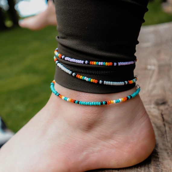 Western Beaded Anklets Beaded Anklet Aztec Ankelts Beaded Jewelry
