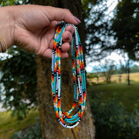 Western Beaded Necklaces 4 Colours Beaded Necklaces Seed Bead