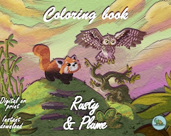 Rusty and Plume Coloring Book / Digital drawing / Instant download