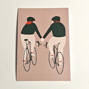 Postkarte Fahrrad Illustration / Karte Fahrradmotiv / 300g / Rennrad / Gravelbike