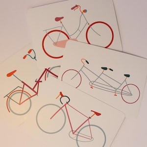 Postkarten Set Fahrrad/ 4 Grußkarten mit Fahrradmotiven / Fahrradillustration