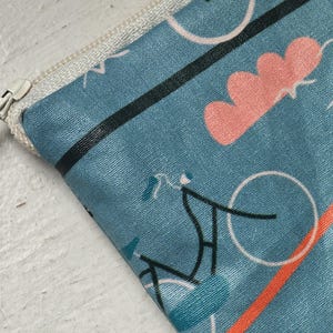 Kleines Täschchen mit Reißverschluss, Fahrradmuster, Zip Pouch, wasserabweisend, Outdoor, Fahrrad