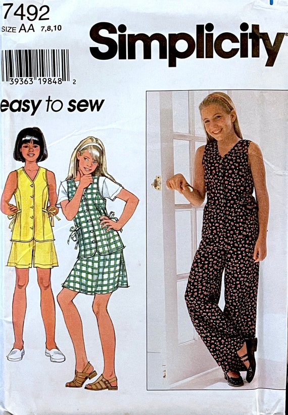 Simplicity 7492 UNCUT Pattern for Girls' Top Shorts | Etsy