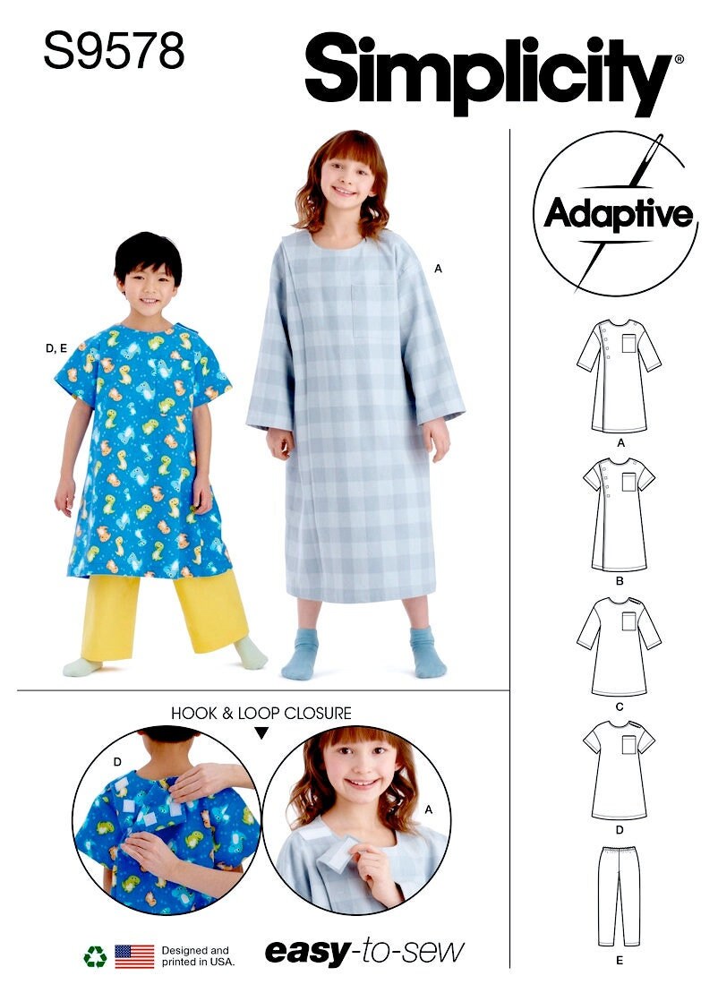 Simplicity 9490 Unisex Recovery Gowns and Bed Robe