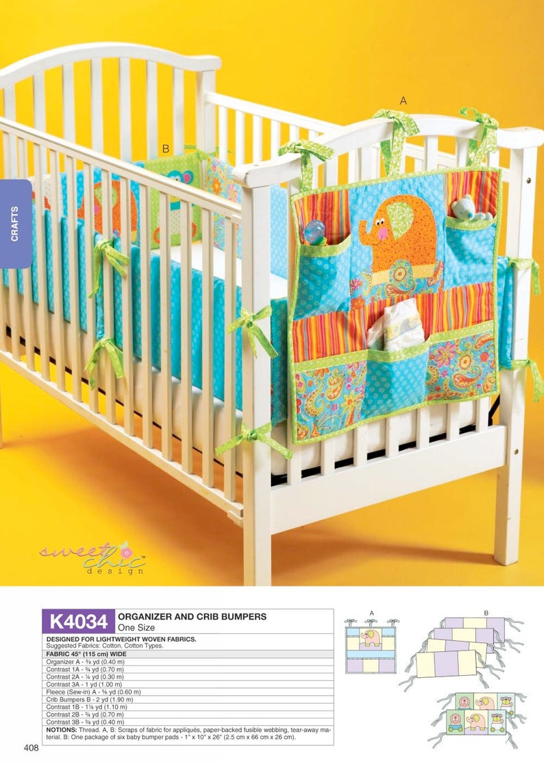 Kwik Sew 4034 UNCUT Pattern for Crib Bumpers and Organizer Etsy