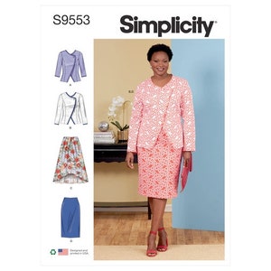 Simplicity 9553 UNCUT Pattern for Misses Plus Size Jacket/Shacket and Skirt sizes 18W-24W or 26W-32W