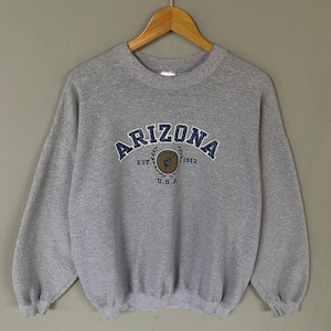 Vintage Gildan Tag Arizona Big Printed Spellout Logo Sweatshirt Crewneck Pullover Jumper Baggie Sweater Arizona Colour Grey Size X-large