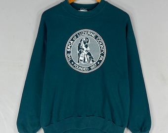 Vintage Jerzees Tag The SPCA of Luzerne County Big Logo Printed Sweatshirt Crewneck Pullover Sweater Baggie Colour Green Size Large